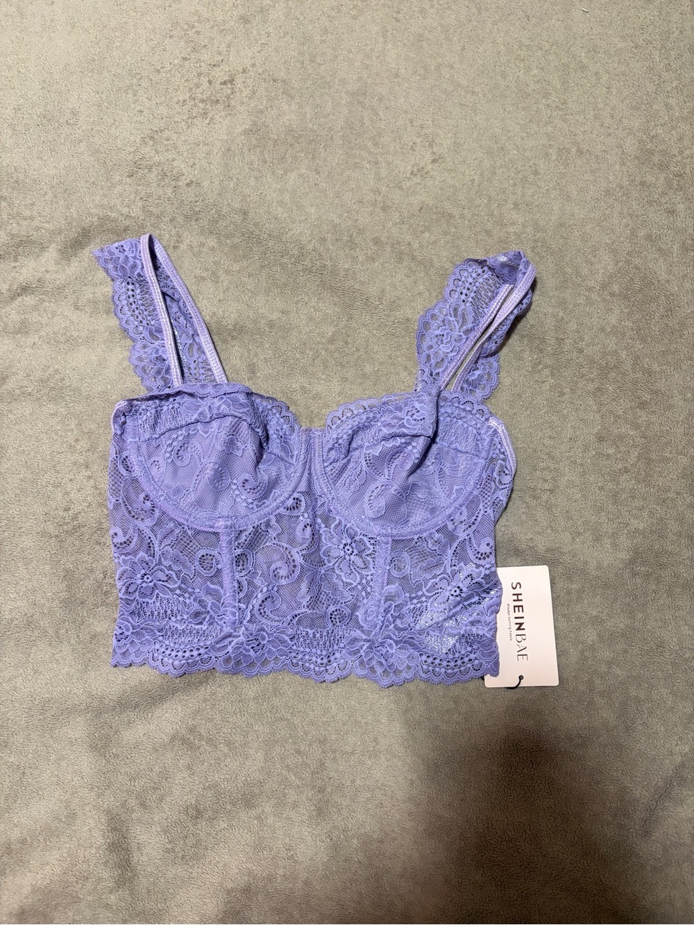 SHEIN Lavender Lace Longline Underwire Bralette